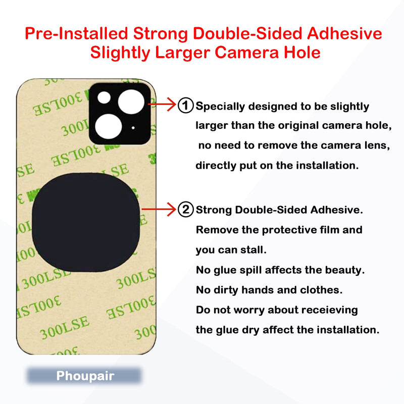 OEM Rear Back Glass Replacement for iPhone 13 6.1 Inches with Professional Repair Tool Kit (Midnight/Black) Midnight
