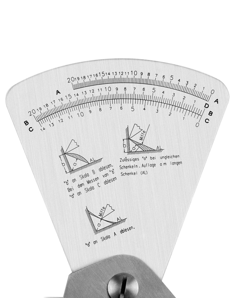 QWORK welding gauge, stainless steel fan-shaped welding gauge 0.1mm precision