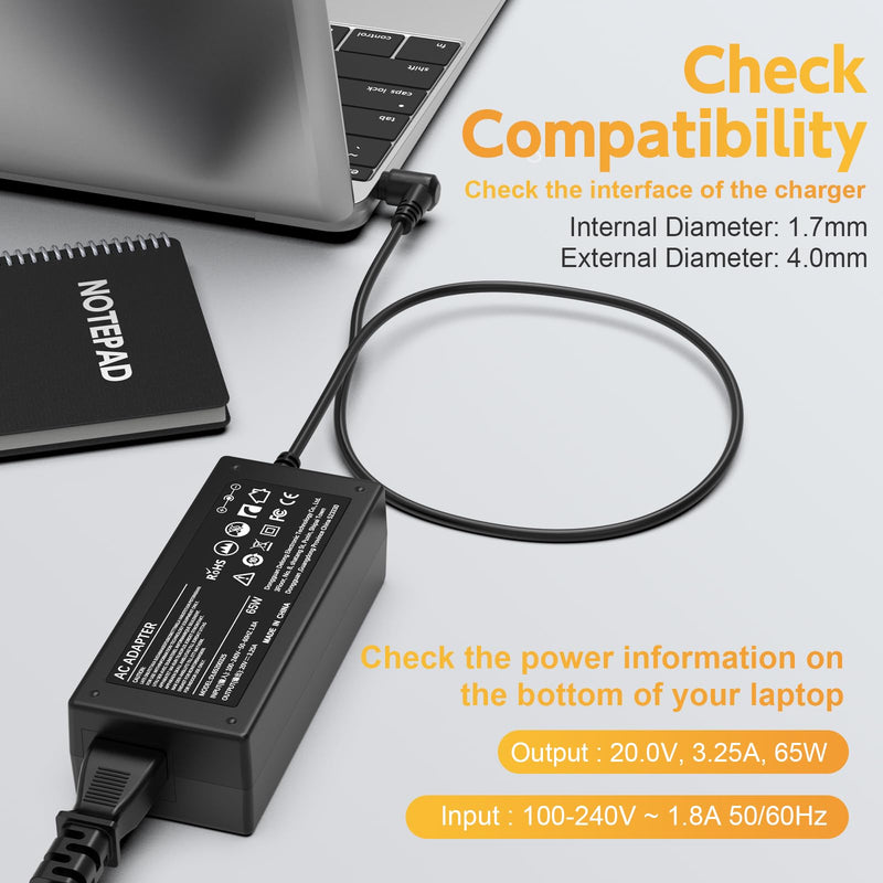 65W Laptop Charger for Lenovo IdeaPad 3 5, Flex 4 5 6 1470 1480 1570 1580, IdeaPad 110 110s 310 320 330 330s 520 530s 710s S145 S340 Adapter; Yoga 720 710 510 330, Chromebook N22 N23 N42 Power Supply