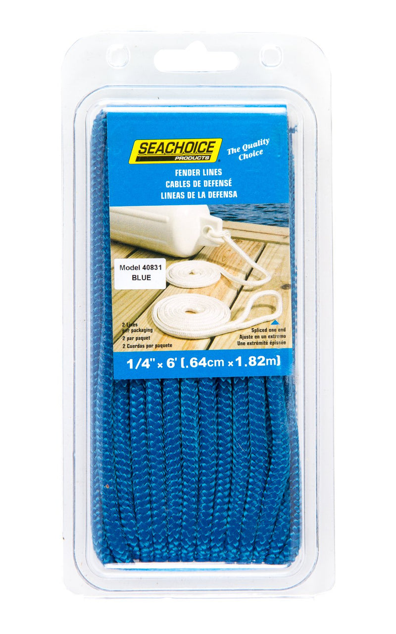Seachoice Double-Braid Nylon Fender Line, 1/4 In. X 6 Ft., Blue One Size 1/4 In. X 6 Ft.