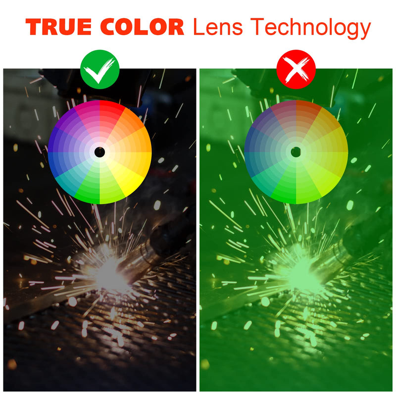Welding True Color Helmet Auto Darkening Hood with Adjustable Shade Range 4/9-13 for TIG MIG ARC Welder Mask Red