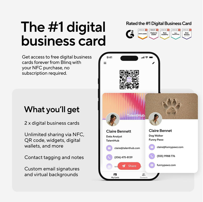 Digital Business Card Wristband - Tap to Share NFC Tag & QR Code - Compatible with iPhone & Android- No App or Subscription Required (Black)