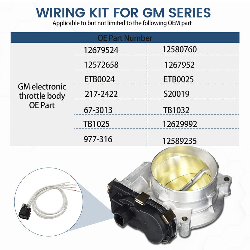 Anina PT2713 Replace GM Electronic Throttle Body Control Motor Connector Throttle Body Actuator Wire Harness for GM Engine LS2 LS3 LS7 2006-2015 Chevrolet Silverado GMC Sierra Tahoe Suburban Escalade