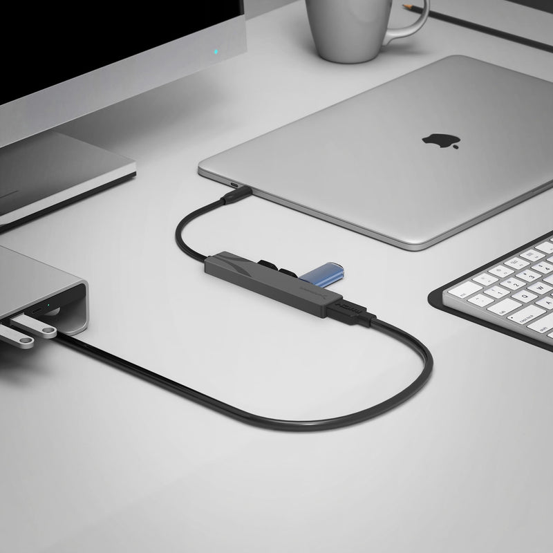 SABRENT Multi-Port USB-C Hub with Power Delivery, HDMI Out, 3 USB A Ports, 4K@60Hz, 90W PD, Aluminum [HB-SHPU] USB-C 5-Port Hub
