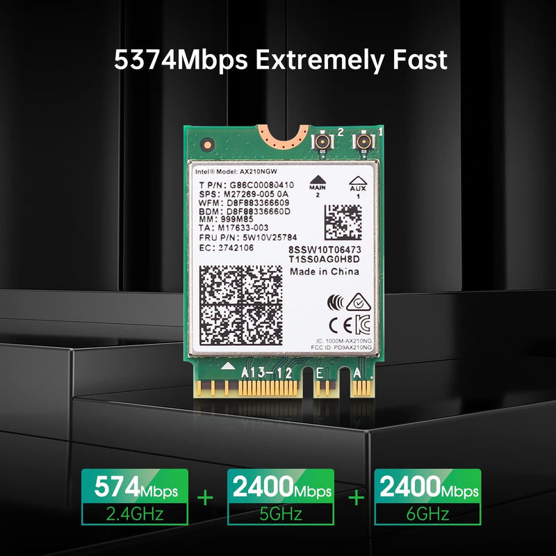 EDUP WiFi 6E AX210 NGW Wireless Card, Intel Laptop Network Adapter with Bluetooth 5.3, Tri-Band 5400Mbps WiFi Module, M.2/NGFF 2230 WiFi Chip, MU-MIMO, Supports Windows 10/11 (64-Bit)