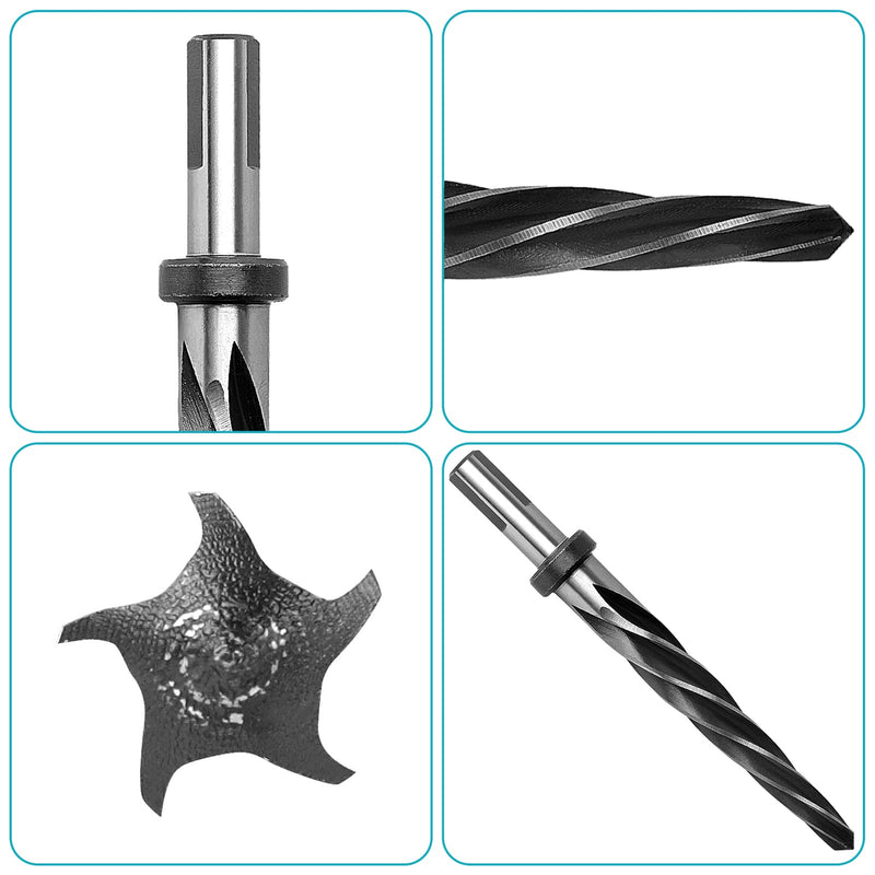 7/8" Reamer Bit for Steel Metal,7/8" Bridge Construction Reamer Drill Bit | For Steel Metal Alloy Wood Plastic,M2 HSS Taper Chucking,1/2" Non-Slip Shank Chuck,Align or Enlarge Hole, 5-Spiral Flutes 7/8 in 1PCS