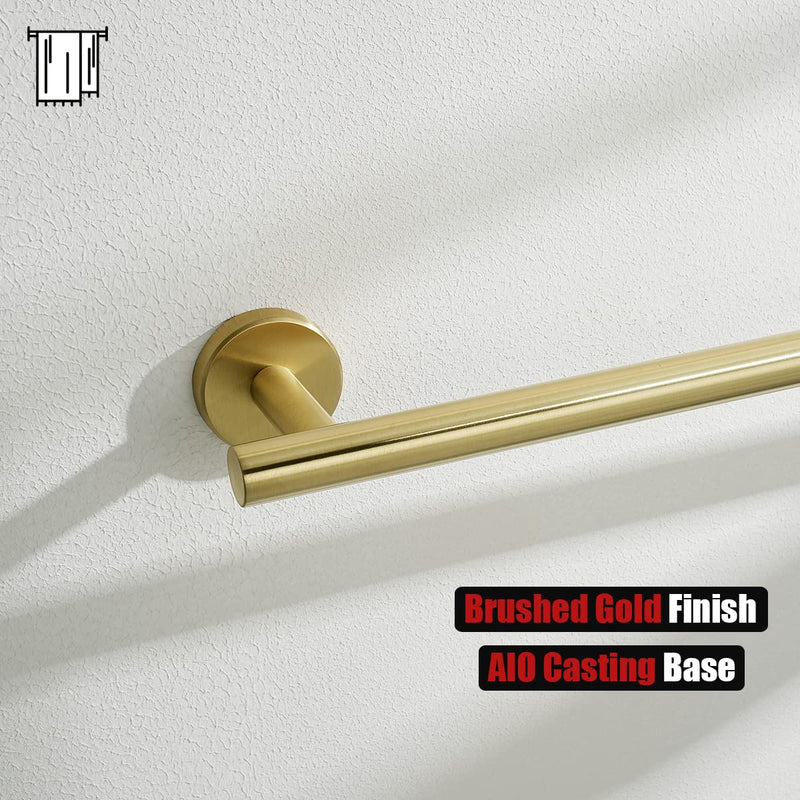 JQK Bath Towel Bar Brushed Gold, 18 Inch 304 Stainless Steel Thicken 0.8mm Towel Rack Bathroom, Towel Holder Wall Mount, Total Length 20.47 Inch TB110L18-BG 20.5 Inch