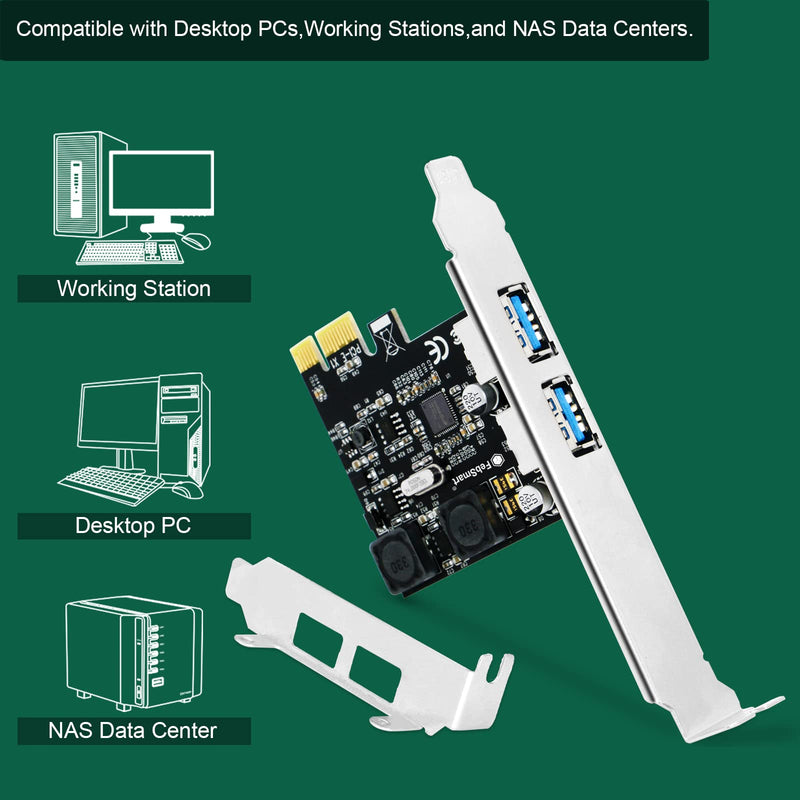 2-Ports Superspeed 5Gbps USB 3.0 PCI Express Expansion Card for Windows, MAC OS X and Linux Desktop PCs, Built in Self-Powered Technology, No Need Additional Power Supply (FS-U2S-Pro) FS-U2S-Pro