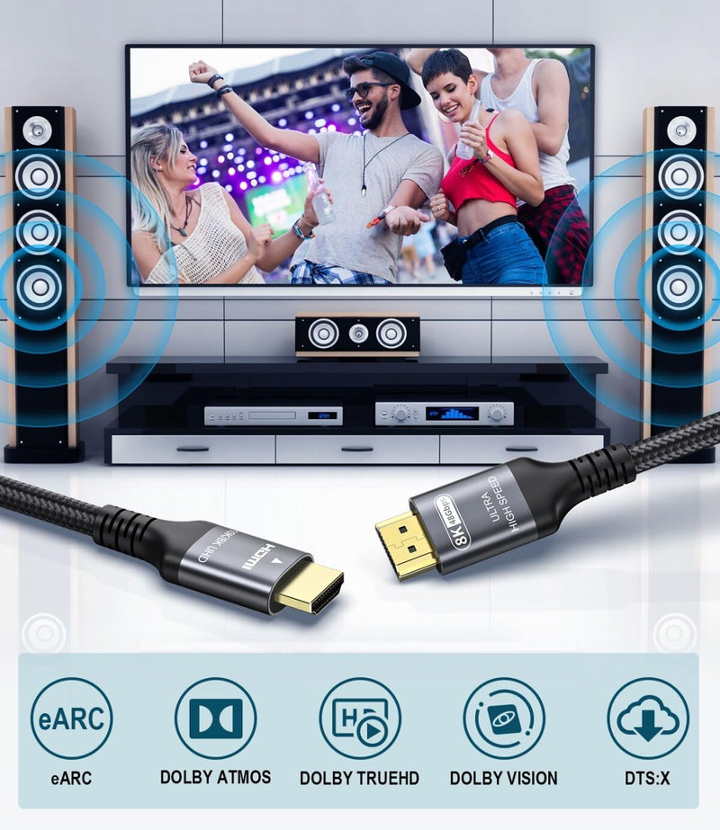 Certified 10K 8K HDMI 2.1 Cable 25 FT, 48Gbps Ultra High Speed HDMI® Cord Ethernet CEC 4K 240Hz 165Hz 144Hz 120Hz 8K 60Hz eARC Netflix HDCP2.3 HDR10+ PC Laptop RTX5090 TV Monitor Projector X-box PS5