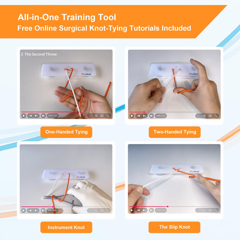 Suture Knot-Tying Kit with Online Tutorials, Surgical Suture Practice Board with Cords and Rubber Bands