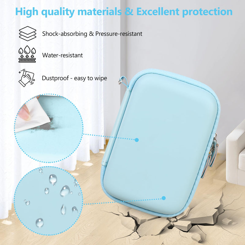 Hard Case Compatible with Nelko P21/for Phomemo D30/for SUPVAN E10/for NIIMBOT D11 Label Maker Machine, Portable Bluetooth Label Printer Storage Holder Bag with Mesh Pocket for Tapes, Blue