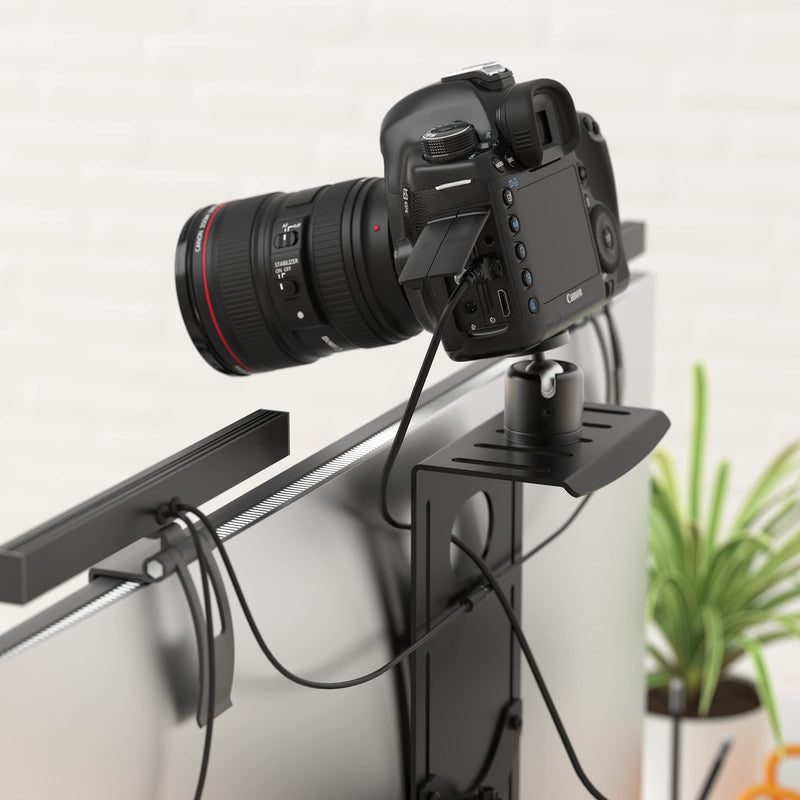 HumanCentric DSLR Monitor Mount Small, Desk Camera Mounting, Light Webcam, Microphone Shelf for Monitor VESA Arm, Replace Clamp Tripods, 100x100mm Patterns, Aluminum, Hardware Included Small Shelf