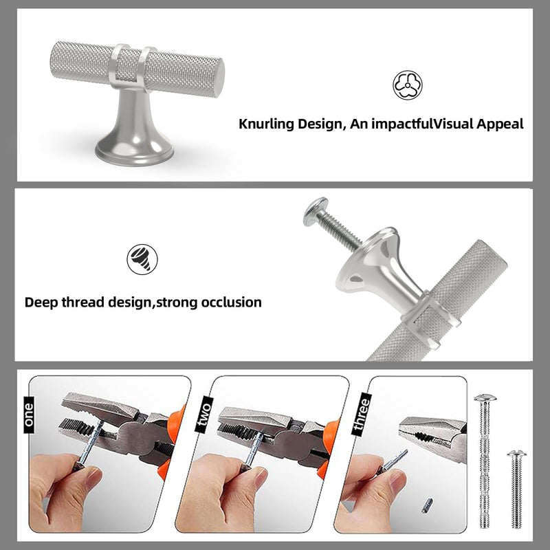 10 Pack Cabinet knurled Knobs Brushed Satin Nickel Kitchen Cabinet Knobs Aluminum and Zinc Alloy Drawer Pulls Solid Cabinet Hardware Brushed Satin Nickel Knurled 10