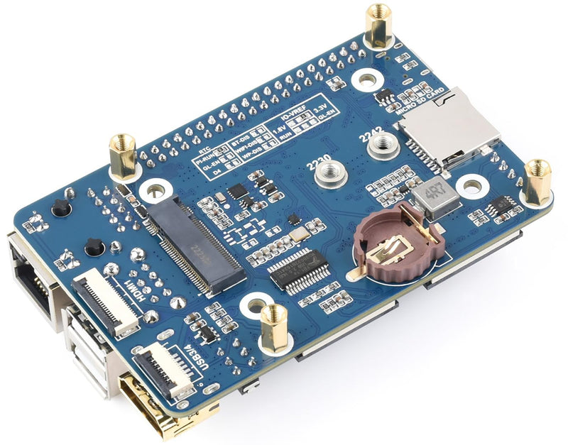 Mini Base Board (B) for Raspberry Pi Compute Module 4 Lite/eMMC Series Module,Onboard Dual MIPI CSI Camera Ports/DSI/RTC/FAN/HDMI/USB/RJ45 Gigabit Ethernet/TF Card Slot/M.2 Slot Connectors B Version Base Board