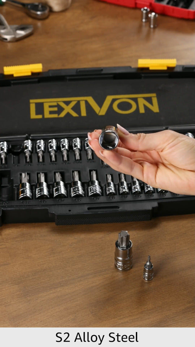 LEXIVON Master TORX Bit Socket Set, Premium S2 Alloy Steel | Complete 34-Piece, Solid Star & Tamper Proof T6 ~ T70 | Enhanced Storage Case (LX-149) Master Torx Set