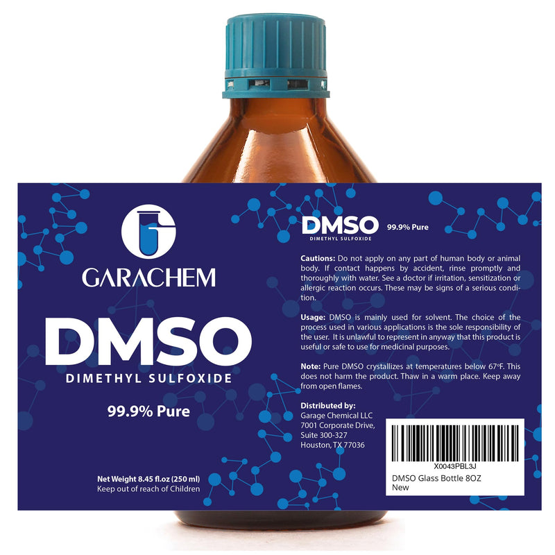 GARACHEM Pure DMSO in a Glass Bottle, Pure Liquid Dimethyl Sulfoxide 8 OZ, Non-Diluted, Low Odor