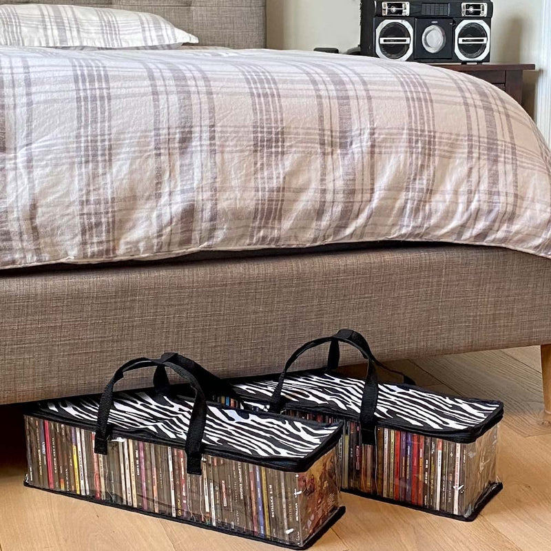 Evelots 2 Pack CD Storage Bags, Clear PVC Plastic-Holds 96 CDs With Cases Total-Strong Handles-Protects from Scratches/Dirt/Dust/Moisture Set of 2