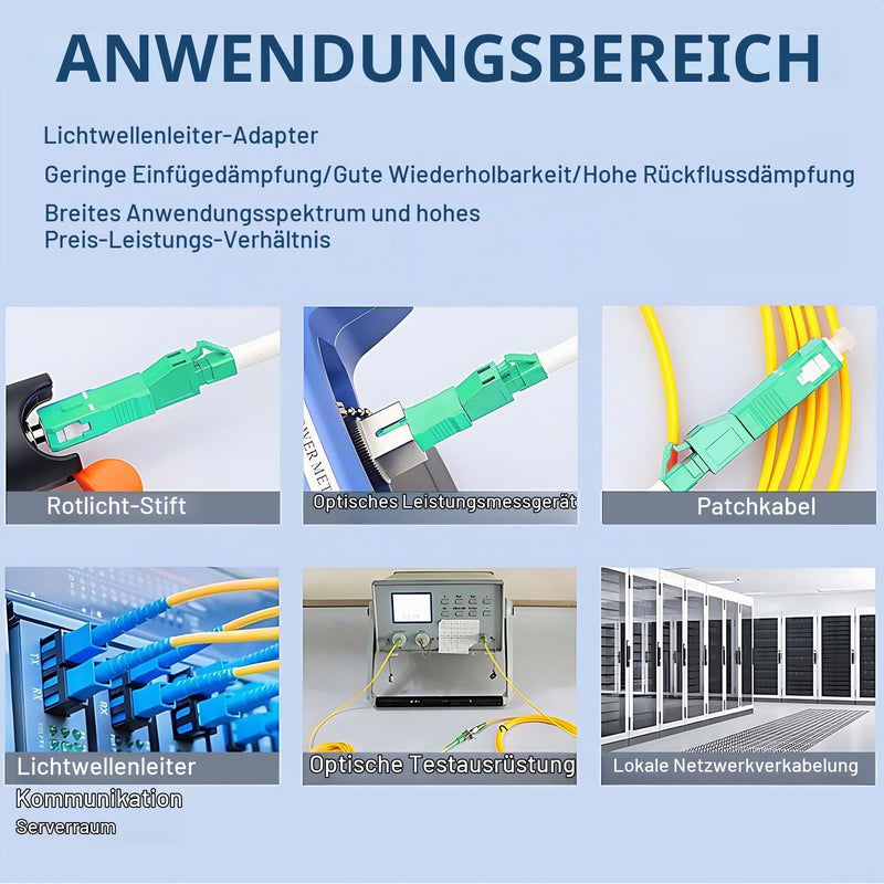 Fibre Optic Adapter LC/APC to SC/APC, Fibre Optic Coupling Singlemode Simplex 9/125µm, Hybrid Fibre Extension Cable Converter for Reliable Interface Conversion, OTDR, VFL etc.
