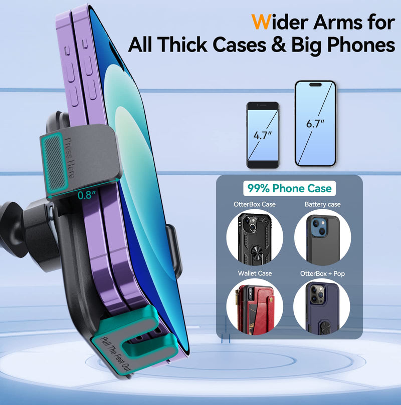Car Phone Holder Mount, [Military-Grade Suction & Super Sturdy Base] 3 in 1 Universal Phone Mount for Car Dashboard Windshield Air Vent Hands Free Car Mount for iPhone Android Smartphone Black