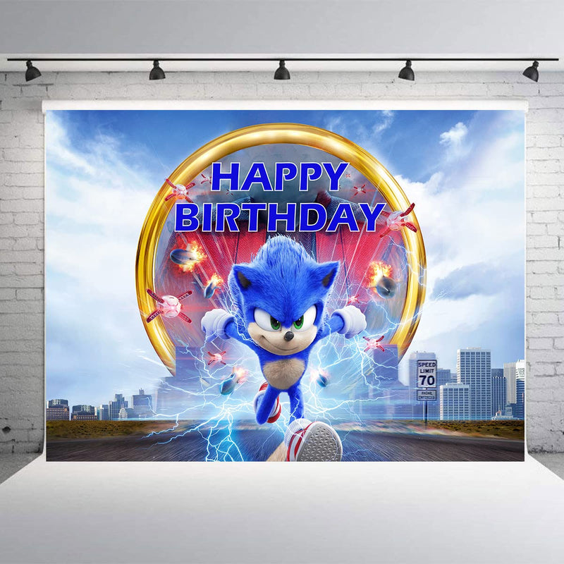 GeRRiT Hedgehog Birthday Decorations,Hedgehog Happy Birthday Banner Backdrop for as Cartoon Backdrop Decorations Banner Photo Booth Props(5x3ft), Clear