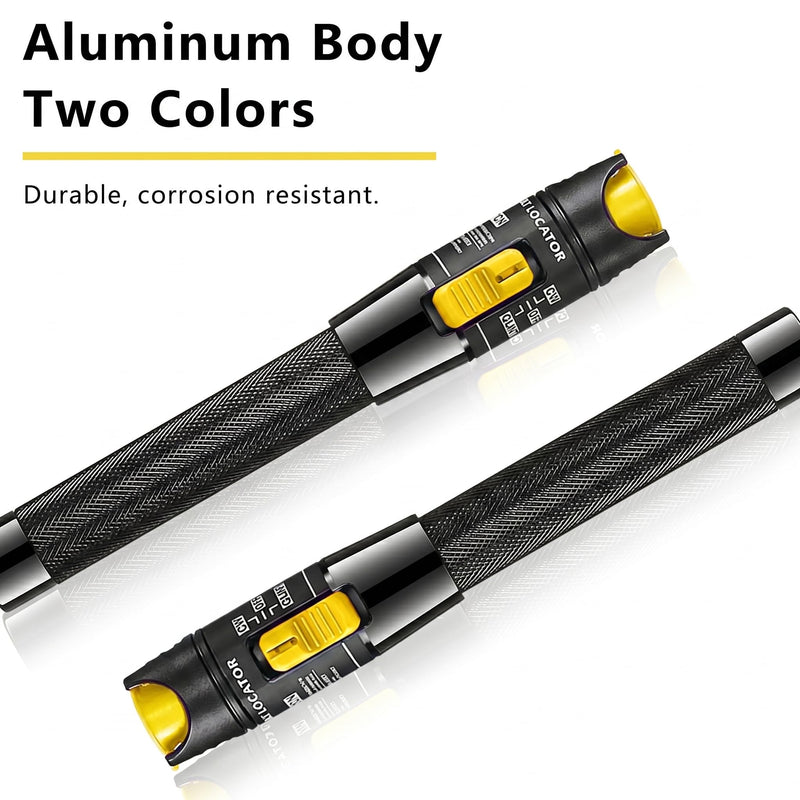 FTTH Fiber Optic Tool Kit | VFL Fiber Power Meter | 70~+10dBm | 50MW Fiber Optic Visual Fault Locator | VFL Fiber Optic Test Pen (Yellow+Grey)
