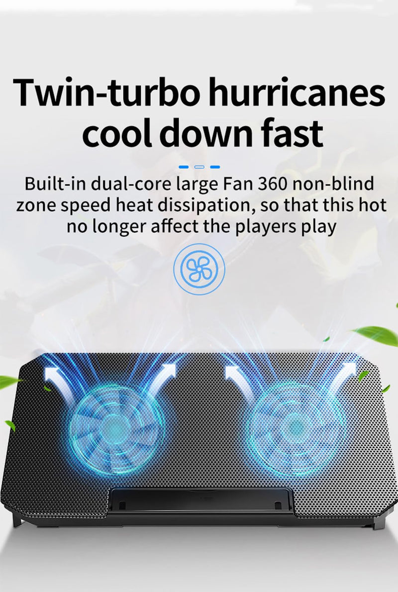 Zacoola Laptop Cooling pad, 12 "-17" Gaming Laptop Cooling pad, with 2 Large-Sized Silent Fan LED Lights and 2 USB 2.0 Ports, Adjustable Stand Stand Height Angle (Q100-Black) Q100-Black