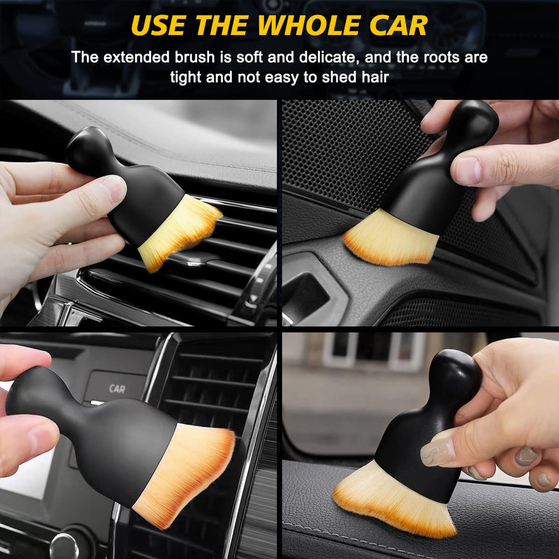 Ouzorp Car Interior Dust Brush, Car Detailing Brush, Soft Bristles Detailing Brush Dusting Tool for Automotive Dashboard, Air Conditioner Vents, Leather, Computer,Scratch Free yellow