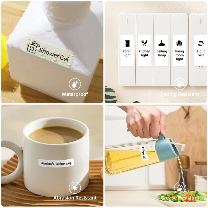 NIIMBOT D110 Upgraded Version Mini Label Maker Machine with Tape, Portable Bluetooth Thermal Printer, Sticker Labeler with Multiple Templates for Office Organization Home Kitchen School, White Printer + 1 Tape