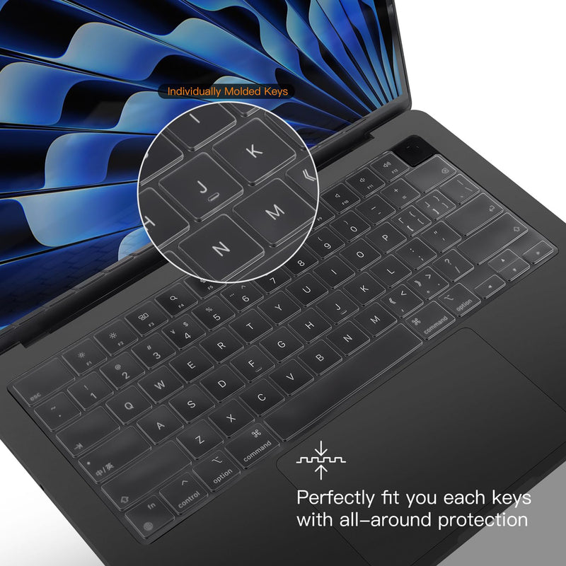 CaseBuy Premium MacBook Air 13 M3 Keyboard Cover for MacBook Air 13.6 inch M3 Chip A3113 2024 Released Liquid Retina Display & Touch ID TPU Protector Skin MacBook Air 13.6"(2022-2024)