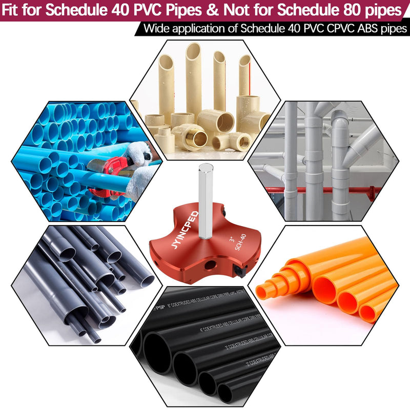 3 Inch PVC Pipe Reamer with Triple Blade,PVC Fitting Saver Socket Saver Plumbing Tool, 3" Plastic Pipe Fitting Reamer for Schedule 40 CPVC ABS Fitting Hub, Fit Standard 1/2" Drills 3 Inch