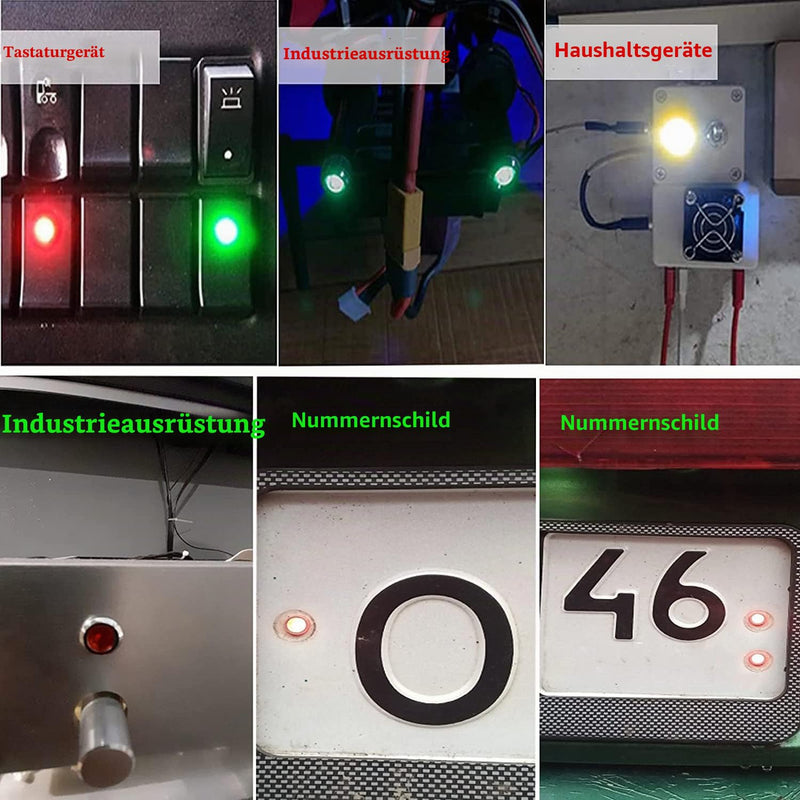 RUNCCI-YUN Pack of 5 12V-24V 8 mm (5/16 Inch) LED Metal Indicator Light Waterproof Signal Lamp LED Panel Installation Indicator Light (Green × 1 Yellow × 1 Red × 1 Blue × 1 White × 1)