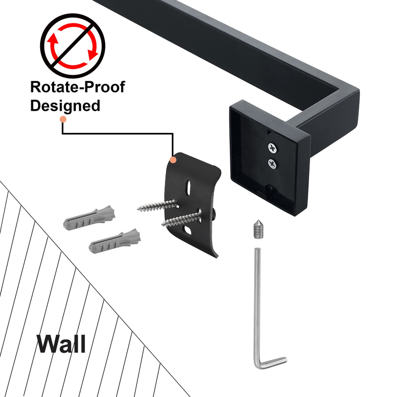 Nolimas Matte Black Bath Towel Bar Single Bars Towel Rack Rod Classic Wall Mounted Stainless Steel Bathroom Towel Bar Toilet Kitchen Towel Shelf Single Layer, 24inch 24 inch