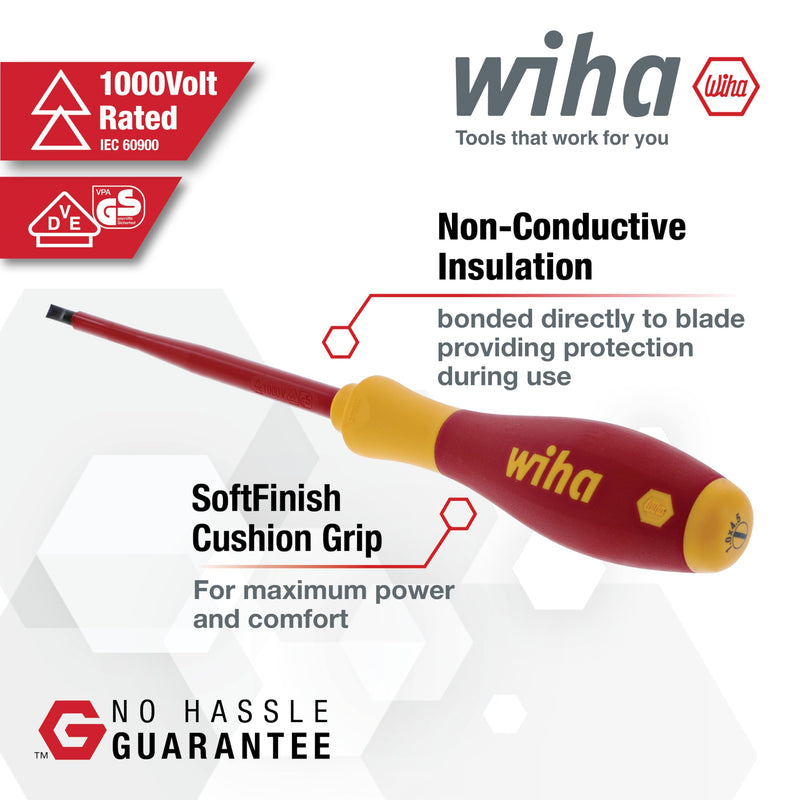 Wiha 35890 Insulated Slotted Phillips and Square Screwdriver Set, 6-Piece