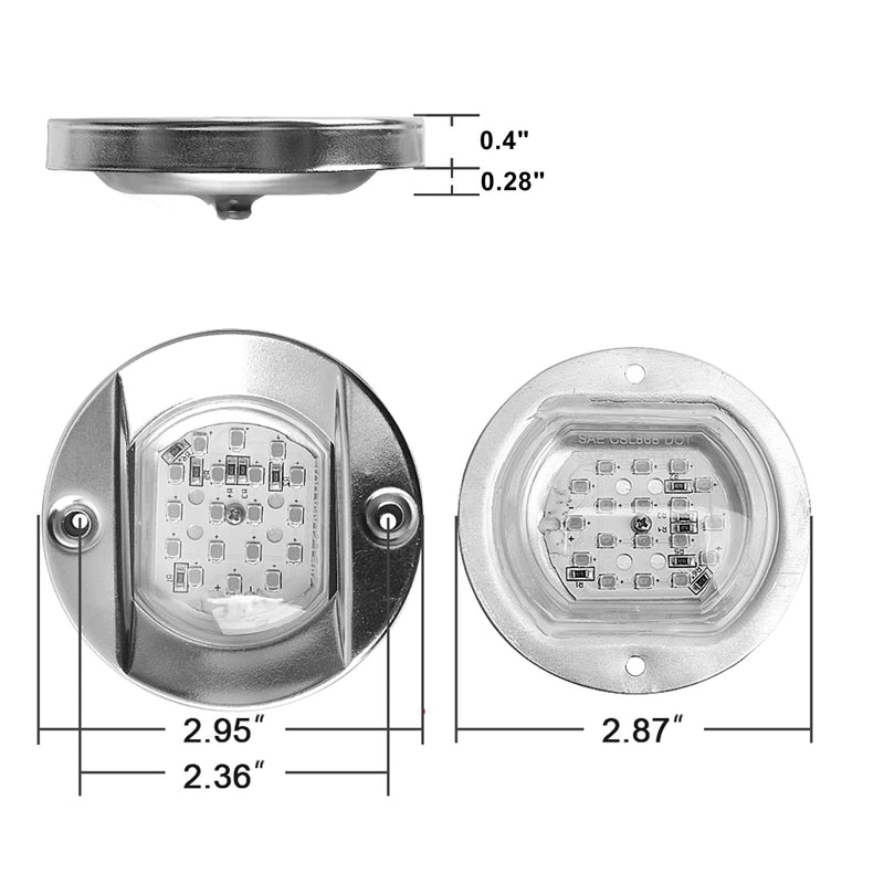 HUSUKU LED Marine Courtesy Lights, 316 Stainless Steel, 18LED IP65 Boat Transom Mount Waterproof Stern/Pontoon Lights 10-36V green