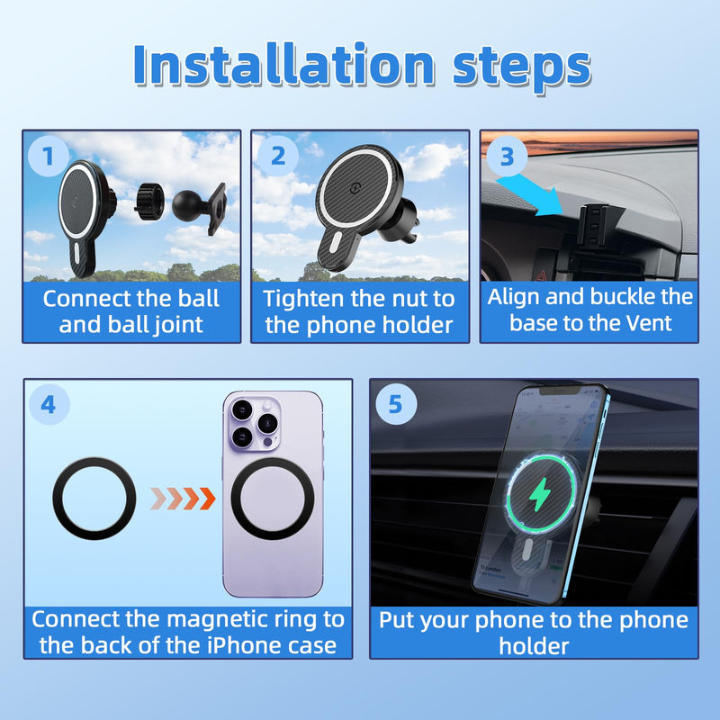 Car Phone Mount for Toyota Tundra 2007 2008-2011 2012 2013 /Sequoia 2008-2011 2012 2013 Accessories Custom Air Vent Car Phone Holder Magnetic 15W Fast Wireless Charger Automobile Cradles Cradles Tundra 2007-2013 Magsafe+ Wireless Charger