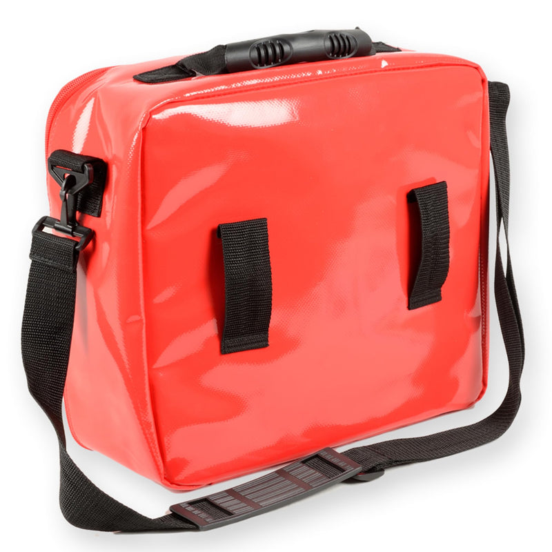 GIMA - CUBO emergency bag, for rescuers, empty, made of polyester PVC coated, color red, dimensions 28x34x13 cm, with shoulder strap, inner and outer pocket with zipper and 2 removable pockets