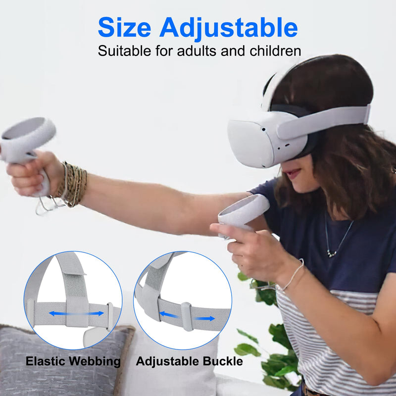 Original Head Strap for Oculus Quest 2, Replacement Head Strap for Meta Quest 2, VR Accessories with 2 Pair Thumb Grip Caps,for Oculus Quest 2 Head Strap,Compatible with Meta Quest 2 Head Strap