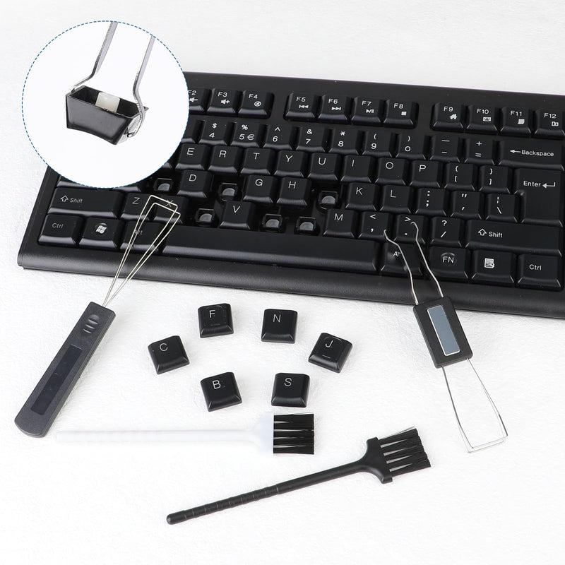 2PCS Keycap Puller and Switch Puller with 2PCS Keyboard Brush, Keycap Remover Switch Puller Mechanical Stainless Steel Keyboard Remover Keyboard Cleaning and Fixing Tool for Mechanical Keyboard