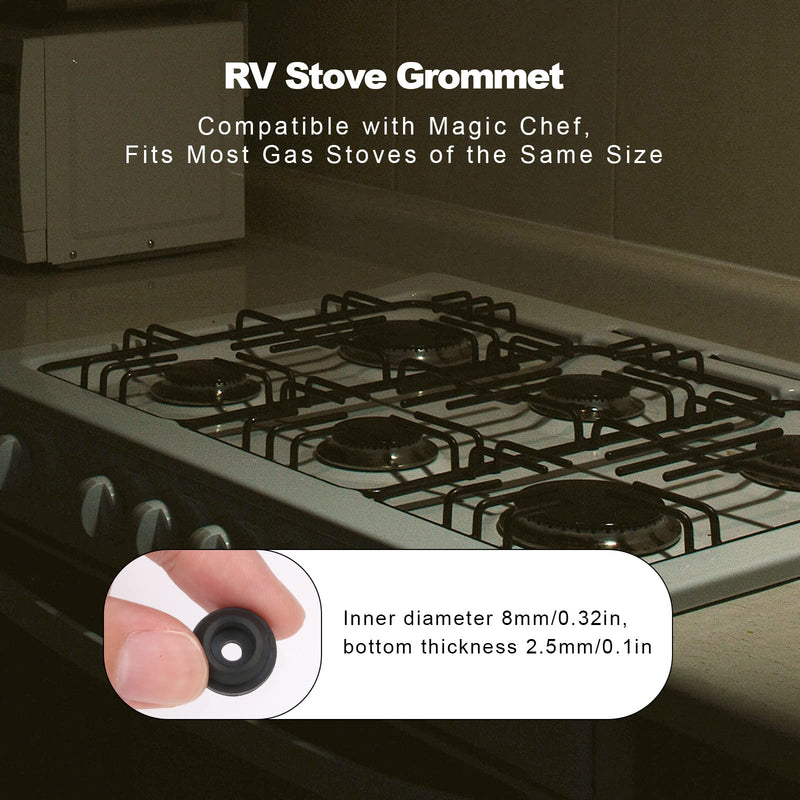 8pcs RV Stove Top Grommets, RV Stove Grommet Kit for Magic Chef and for Atwood Stove Grates Black Rubber Grommet for RV Stove-Effectively Reduce Scratches