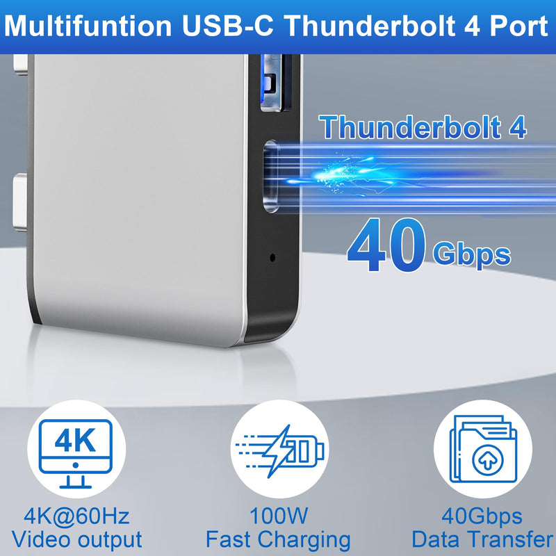 Surface Pro 9/10/11/X Docking Station, Quad Display Surface pro 11 USB Hub with Dual 4K@60Hz HDMI, USB-C (4K@60Hz Video+40Gbps Data+100W Charge), 2 USB3.0, SD/TF, 3.5mm Mic for Surface Pro 11/10/9/X For Surface Pro 9/10/11/X