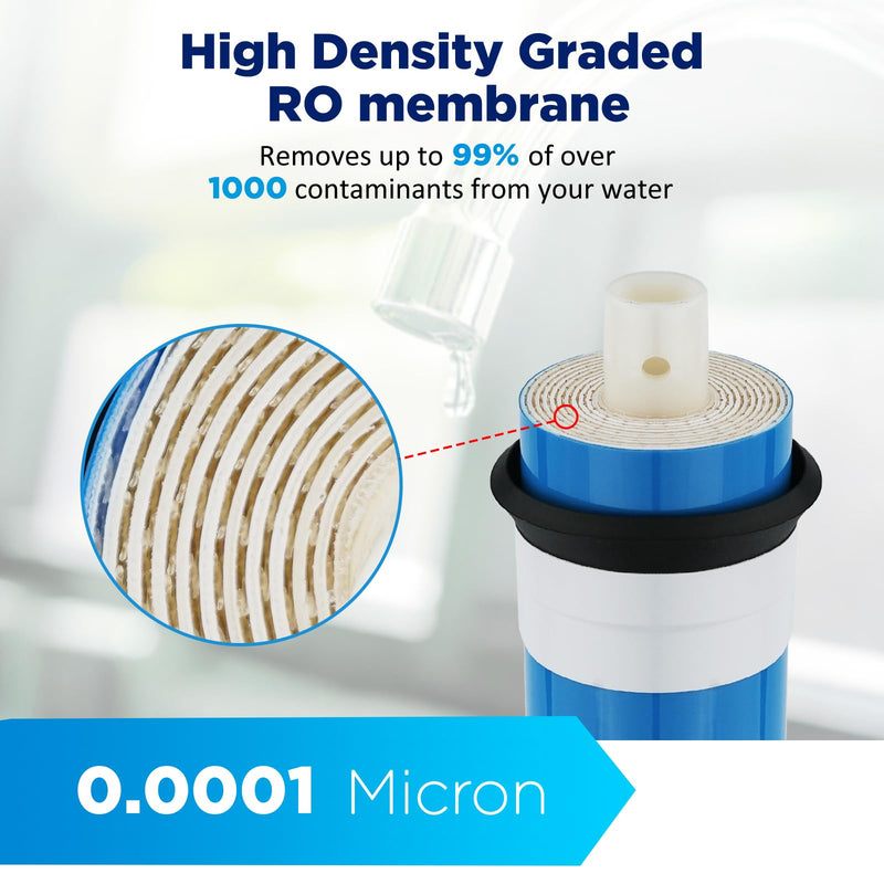 Membrane Solutions 150 GPD RO Membrane, Reverse Osmosis Membrane, RO Membrane Replacement, Reverse Osmosis Filter Replacement for Under Sink Home Drinking RO Water Purifier System (2 PACK)