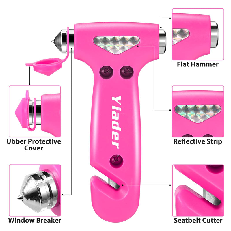 Window Breaker, 3-in-1 Emergency Escape Tool with Car Window Breaker and Seatbelt Cutter, Car Safety Hammer Car Essentials Tool for Women Pink