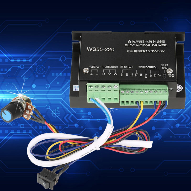 Motor Driver Controller, BLDC Controller, DC48V500W WS55220 Brushless Spindle, BLDC Motor Drive, CNC Controller Board Module, Motor Speed Controller