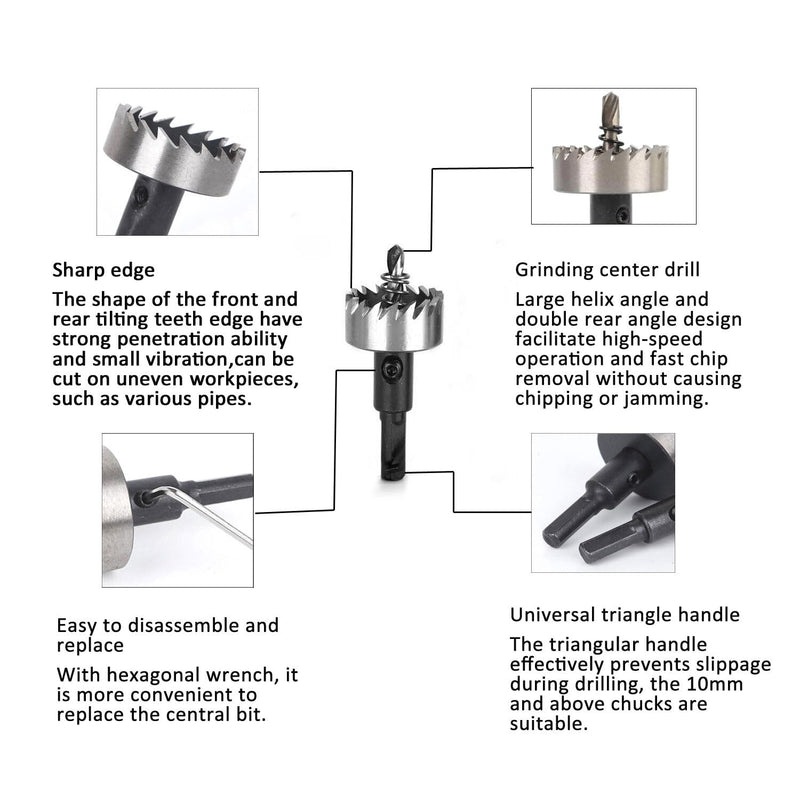 TOGU 5/8" (16mm) High Speed Steel Drill Bit Spiral Screw Thread Taps Countersink,10 Packs 16 mm 10