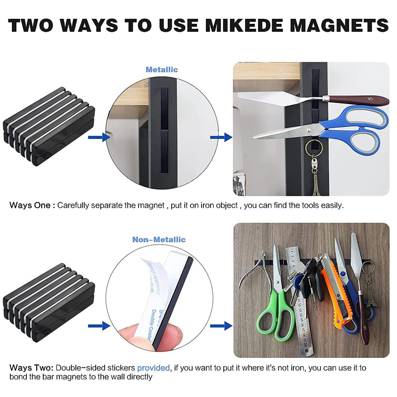 MIKEDE Small Bar Neodymium Magnets,Rectangular Rare Earth Magnet for Crafts, Heavy Duty for Science Experiments STEM Projects,Refrigerator, Tool Storage, Whiteboard, DIY,Black,60x10x3mm,50P 60x10x3 mm Black 50