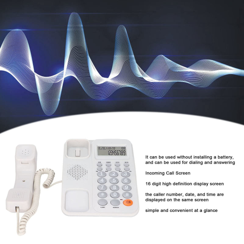 KX T2027CID Corded Phone, Landline Phone with LCD Display Desktop Phone for Home Office Hotel, Telephones Landline Corded with Semi Handsfree Call, Caller ID, 24 Ringtones(White)