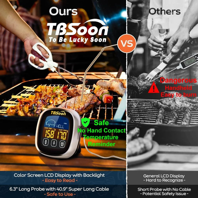Multifunctional Digital Thermometer for Cooking,Food Thermometer+Thermometer Alarm+Kitchen Timer,Large Color Screen,Instant Read,Fast Response,grill bbq accessories,Kitchen Oven Meat Thermometer-DMT02 DMT02