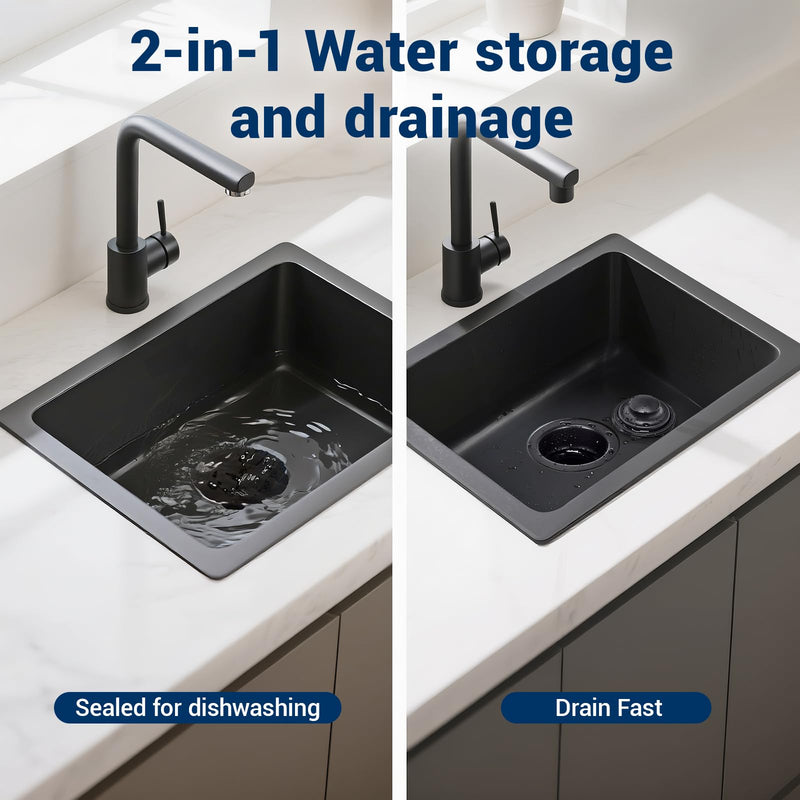 Kitchen Sink Flange Stopper Black - Universal Garbage Disposal Flange for Fit 3-1/2 Inch Standard Sink Drain Hole, Sink Flange Replacement Accessories
