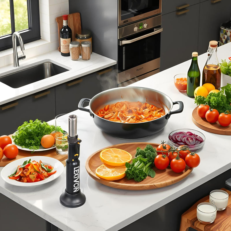 LEXIVON Butane Blow Torch, Refillable Upright Lighter with Adjustable Flame and Pro-Grade Aluminum Tank | Ideal for Soldering and Kitchen Tasks (LX-760)