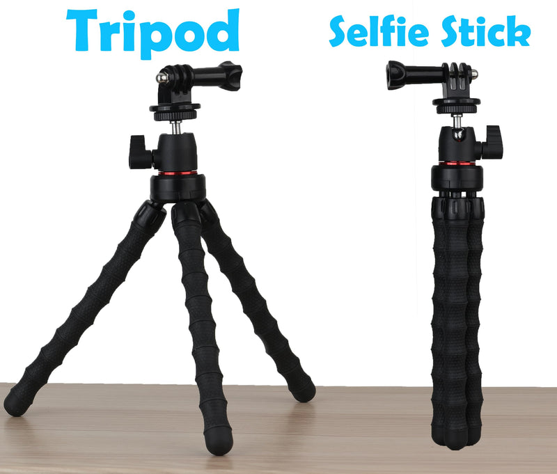 Flexible Camera Tripod Compatible with GoPro Hero 13, 12, 11,10, 9 Bendable Tripod 360° Rotation Mount Stand for Vlogging